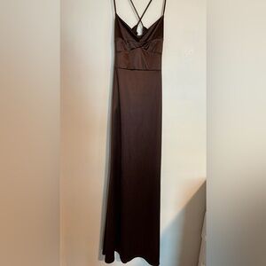 Windsor Chocolate Brown Maxi Dress with Tie Back